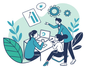 Flat design concept of innovative solutions, improvements. Vector illustration for website banner, marketing material, business presentation, online advertising