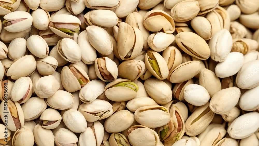 Aufkleber overhead view displaying a dense pile of pistachios in shells, presenting a natural, textural nut ba