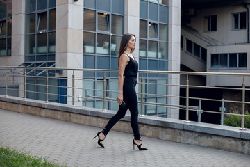 Modern business woman in the office with copy space