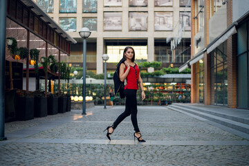 Modern business woman in the office with copy space