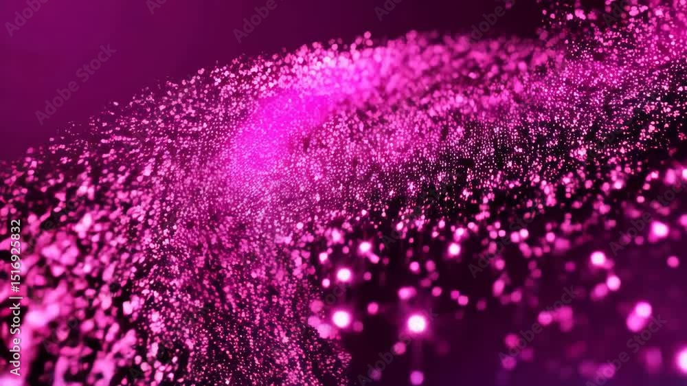 Aufkleber abstract animation of glittering pink particles flowing along a path against a dark violet backgroun
