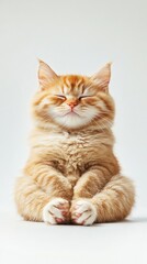 Obraz premium Ginger kitten, seated in zen pose, soft fur