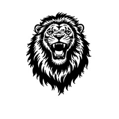 Silhouette of a Roaring Lion, illustration of a black Male Lion