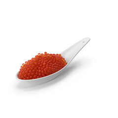 Spoon with Red Caviar Isolated on Transparent Background
