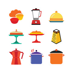 Colorful Kitchen Utensil and Food Icons A Vibrant Collection for Culinary Designs