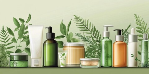 Natural skincare products in a jungle setting
