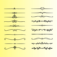 Elegant Vector Decorative Dividers and Flourishes Set for Design Projects Isolated on White Background