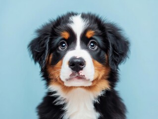Brown and white puppy looking at the camera