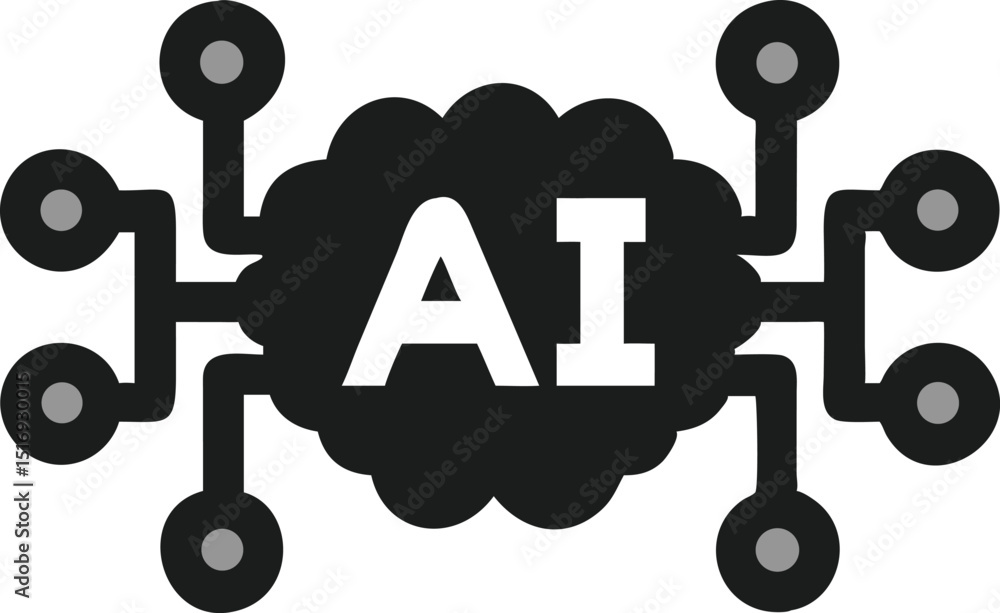 Poster simple artificial intelligence concept icon depicting ai technology in a modern style
