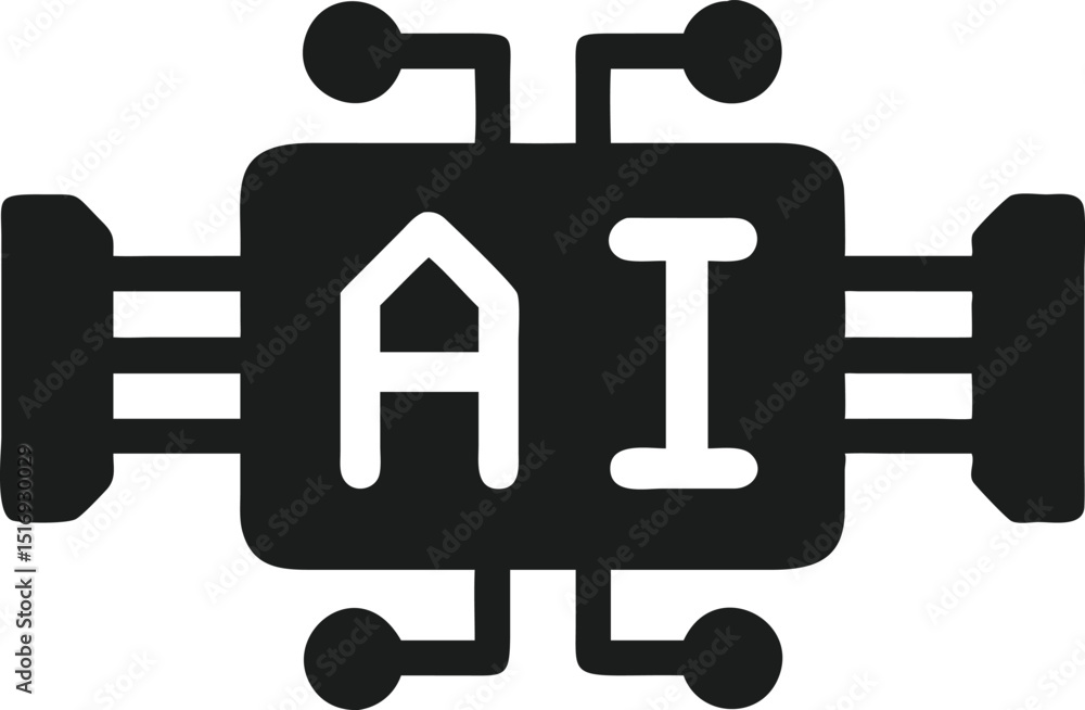 Aufkleber simple black artificial intelligence concept icon representing advanced technology in design