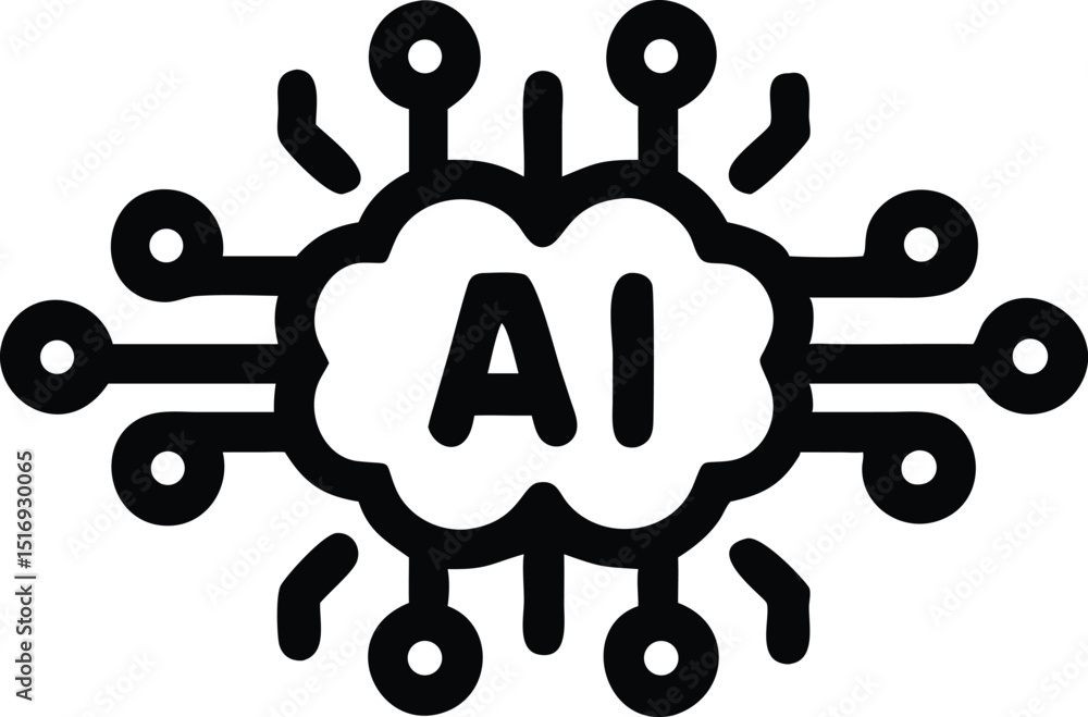 Poster simple artificial intelligence ai concept icon design with a unique silhouette