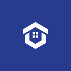 Modern Real Estate House Logo Inside Hexagonal Shield and Window Icon – Vector Design for Realty Agencies, Mortgage Firms, Home Security, Architecture, Property Technology, and Business Branding