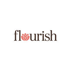 Flourish Elegant Floral Logo with Lotus Symbol Vector