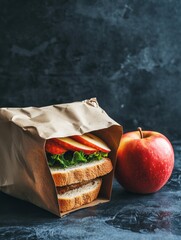 Sandwich and Apple Healthy Meal