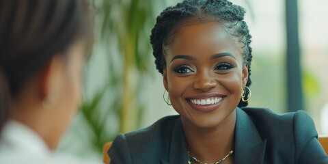 Smiling businesswoman in meeting