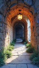 Obraz premium 3d stone antique corridor