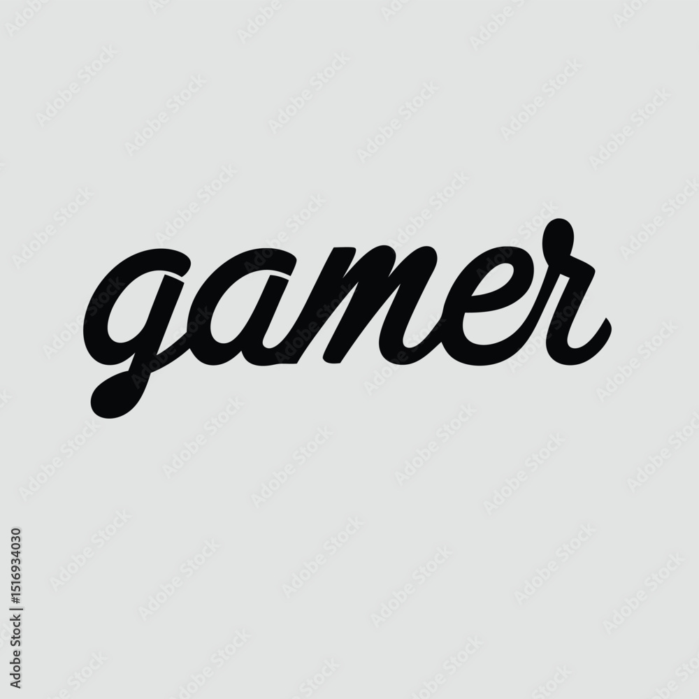 Poster gamer script typography transparent graphic on white background for various design projects