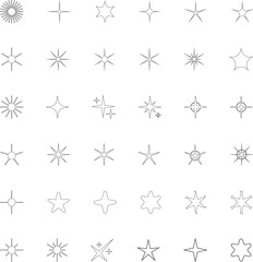 Vector Abstract line icons Collection, Geometric Shapes set - modern and retro aesthetic figure star oval spiral flower and other primitive design elements.