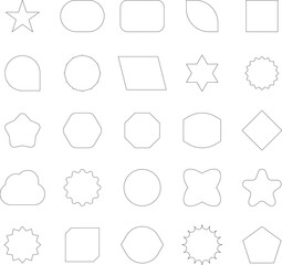 Vector Abstract line icons Collection, Geometric Shapes set - modern and retro aesthetic figure star oval spiral flower and other primitive design elements.