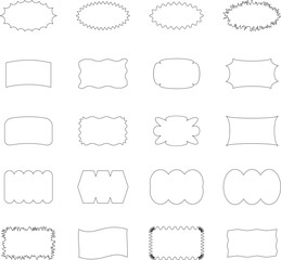 Vector Abstract line icons Collection, Geometric Shapes set - modern and retro aesthetic figure star oval spiral flower and other primitive design elements.