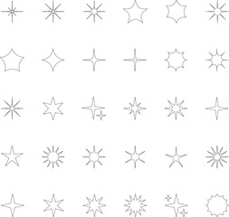 Vector Abstract line icons Collection, Geometric Shapes set - modern and retro aesthetic figure star oval spiral flower and other primitive design elements.