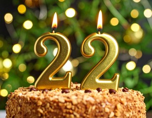 birthday cake with candles 22 years 