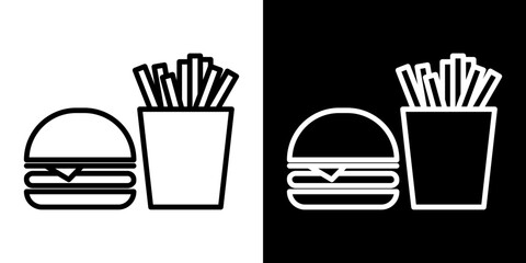 Burger Fries icon symbol concept for graphic design, Website, UI. Svg