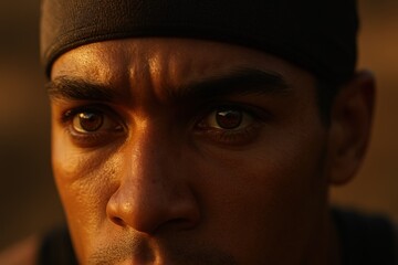 Intensity and focus: close-up of an athlete's reflective eyes