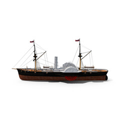 Classic steam ship isolated on transparent background