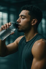 Athlete focusing on hydration in fitness setting for health and performance