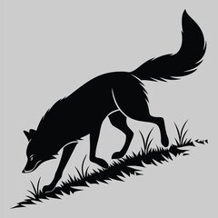 Sneaking Fox Mid-Step silhouette vector design art and illustration