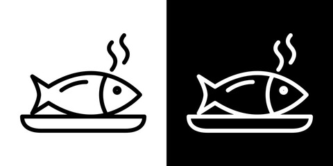 Cooked fish icon symbol concept for graphic design, Website, UI. Svg