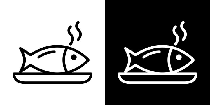 Cooked fish icon symbol concept for graphic design, Website, UI. Svg