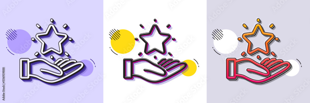 Poster loyalty program line icon. halftone dotted pattern. gradient icon with grain shadow. bonus points. d