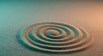 Naklejka premium Serene Sand Mandala Circular Patterns in Tranquil Zen Garden
