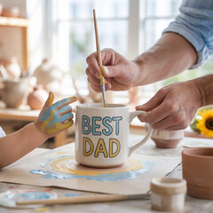 Padre e Hijo Decorando Taza 