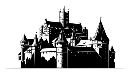 medieval castle silhouette vector illustration © Camel