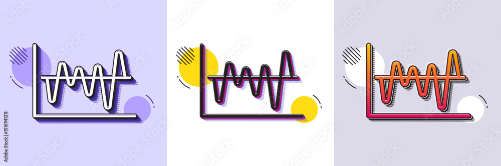 Poster investment chart line icon. halftone dotted pattern. gradient icon with grain shadow. economic graph