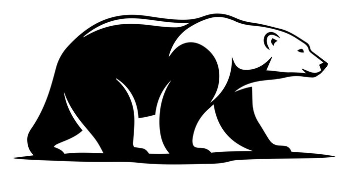 polar bear walking black vector shape