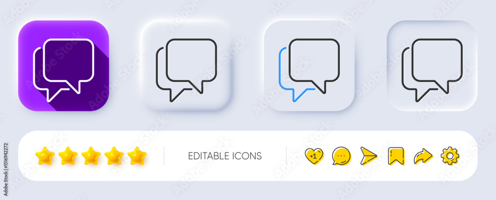 Poster talk bubble line icon. neumorphic, flat shadow, 3d buttons. speech bubble sign. chat message symbol.