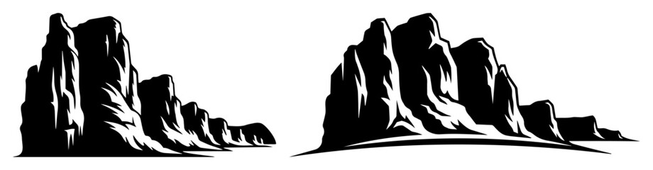canyon rock formations black vector shape