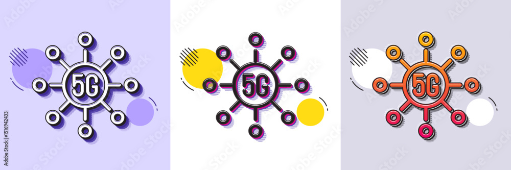 Poster 5g technology line icon. halftone dotted pattern. gradient icon with grain shadow. wifi wireless net