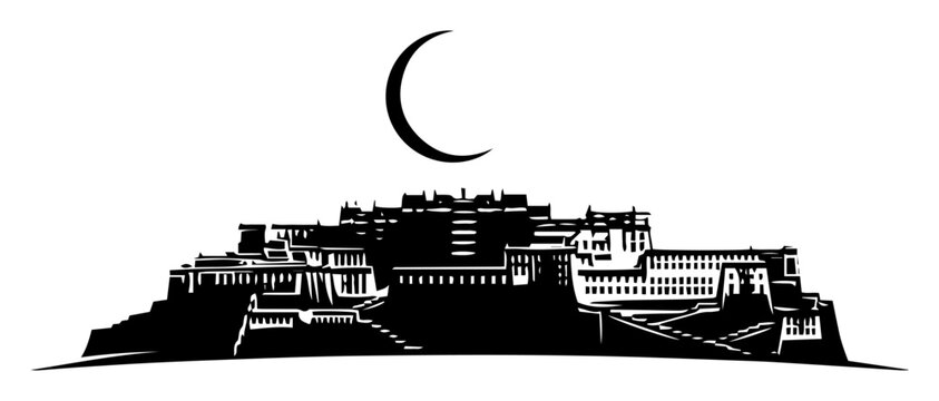 potala palace tibet silhouette vector illustration
