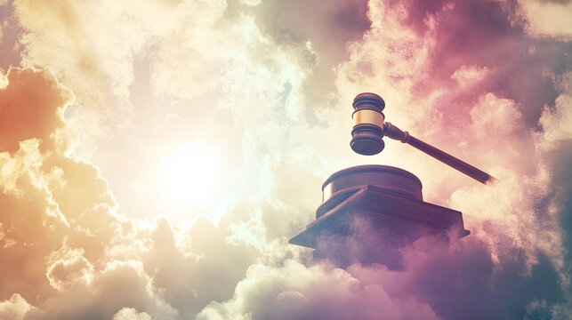 Judgement Gavel in Heaven Representing God's Final Judgement After Death at the End