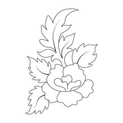 An illustration of a vectors different type of  flowers, traditional and cultural alpona design in continuous line art drawing style.