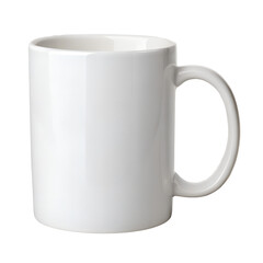 Cup. White coffee cup. Minimalistic ceramic mug. Cup on transparent background. Coffee breaks and office concept. Blank coffee mug