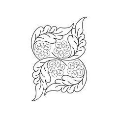 An illustration of a vectors different type of  flowers, traditional and cultural alpona design in continuous line art drawing style.