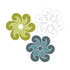 An illustration of a vectors different type of  flowers, traditional and cultural alpona design in continuous line art drawing style.