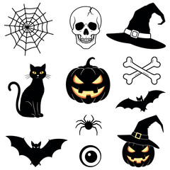 Halloween Elements Vector Designs, halloween silhouette vector, holiday celebration design