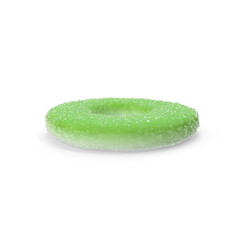 Green gummy ring candy isolated on transparent background